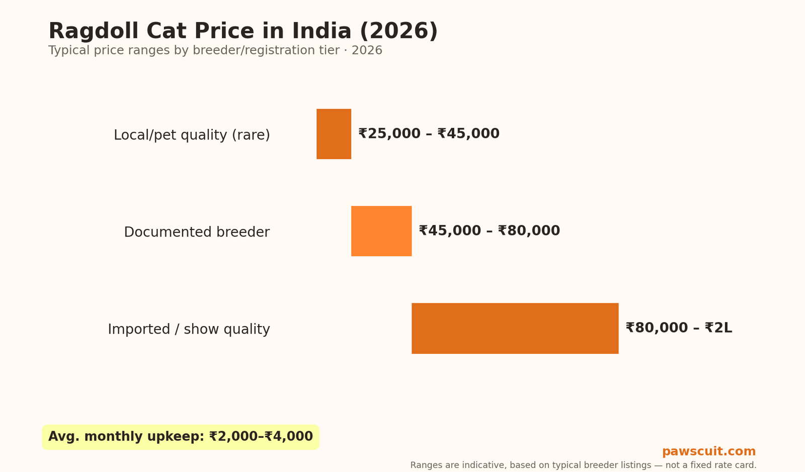 Ragdoll cat price in India 2026 pricing chart by tier
